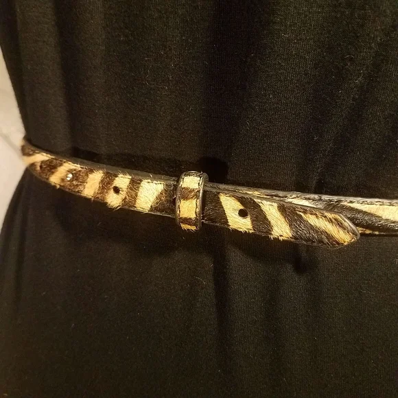 White House Black Market 3 Thin Textured Waist Belts Bows Black Red Animal Print - Picture 12 of 16